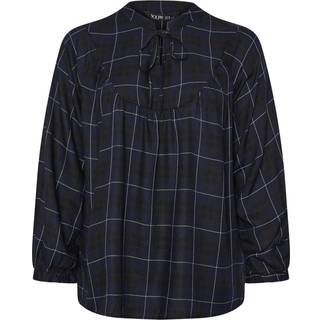 Yours Curve Yours Curve Blue Check Tie Neck Blouse