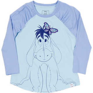 Winnie the Pooh by Loungefly Tee T-Shirt Unisex Eeyore Shirred Raglan Size M