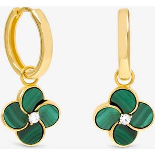 Jon Richard Jon Richard Plated and Malachite Four Leaf Clover Huggie Earrings