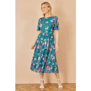 Yumi Yumi Blue Mesh Skater Floral Print Midi Dress - EU 38 (UK 10)