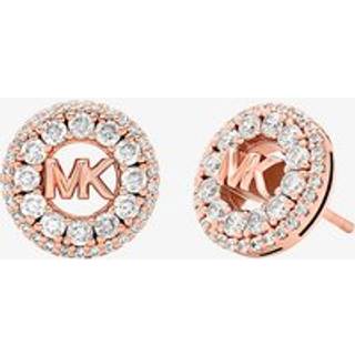 MK Fulton Precious Metal-Plated Pavé Logo Charm Stud Earrings - Rose Gold - Michael Kors - ONE SIZE