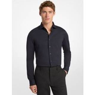 MK Slim-Fit Tech Knit Shirt - Blue - Michael Kors - 40