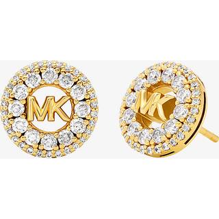 MK Fulton Precious Metal-Plated Pavé Logo Charm Stud Earrings - Gold - Michael Kors - ONE SIZE