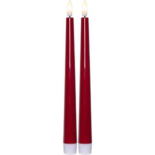 LED Antiklys 2-pak Flamme Candy Rød 26cm - Batteridrevet med Timer