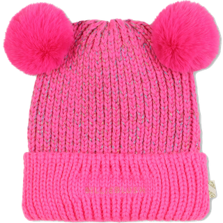 Billieblush Billieblush Pink Double Pom Pom Logo Knitted Hat
