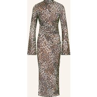 Midikjole med leopardprint og rynk