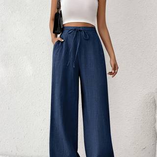 TEMU Women's Casual Comfortable And Fashionable Straight Wide-leg Pants With Pockets.