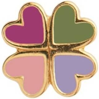 Love Heart Clover Enamel Ørering, Gold Plated