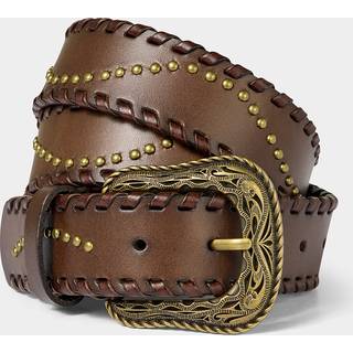 Joe Browns Joe Browns mønstret læderbælte med guldspænde og nitter øreringe