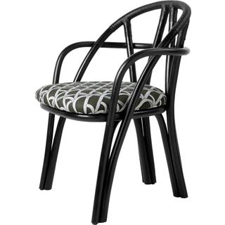 Gubi Bistra Spisebordsstol Med Armlæn Ebony Painted Rattan/Reales Limonta 003