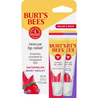 Burt's Bees Rescue Lip Relief Vandmelon & Berry Medley Hydraterende lbepomade til trre, revnede lber med ansvarlig bivoks og sheasmr 100 % na