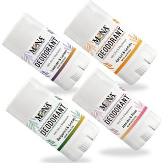 MONA TRAVEL SIZE Naturlig deodorant til kvinder og mnd | Mini-deodorant uden aluminium og bagepulver med naturlig duft | Vegansk hudsikker (Trav