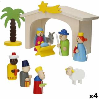 Betlehem dekoration Woomax Træ plywood 23 x 16 x 11 cm (4 enheder)