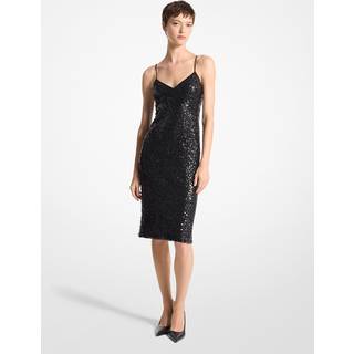 MK Hand-Embroidered Sequin Silk Georgette Slip Dress - Black - Michael Kors - EU 36