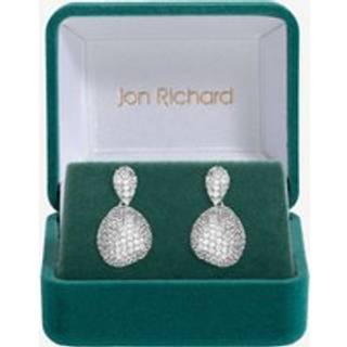Jon Richard Jon Richard Silver Rhodium Plated and Cubic Zirconia Drop Dome Earrings Gift Box