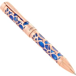 Conklin Endura Deco Crest Ballpoint Pen i bl?t med rose guld accenter - Elegant Writing Instrument Pen Company