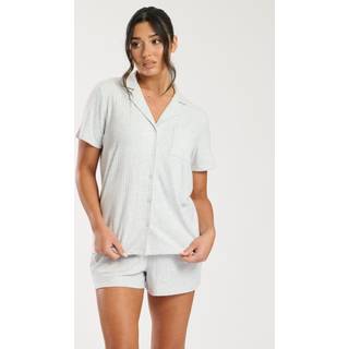 Loungeable Loungeable Grey Luxury Brushed Rib Short Sleeve and Short Traditional Set
