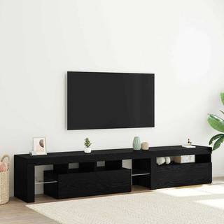 Tv Skabe 2 Stk med Led Lys Sort Eg Konstrueret Træ&&tv Stand med Led Lys - Sort Eg - 75x35x40 Cm - Lavet af Konstrueret Træ