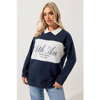 Yours Curve Yours Curve Blue 5th Avenue Rugby Top