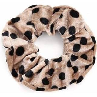 Scrunchie Hårelastik- Beige med sorte prikker