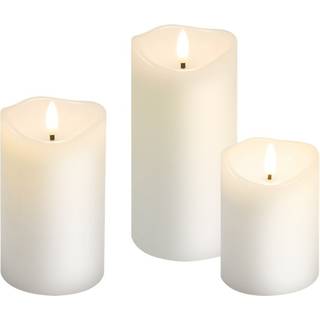 LED vokslys med bevægelig flamme - 3 stk.