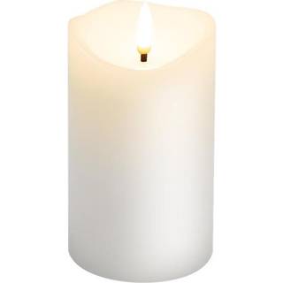 LED Vokslys m/ bevægelig flamme & timer, 7,5x12,5cm