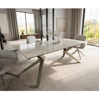 Esstisch Edge 200x100 Keramik Laminam® Onice Oro ?Zenthara kantig Metall Effektfinish Titan - Onice Oro Gold-Gelb