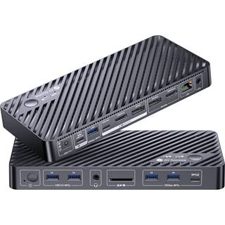 AV Access iDock B10 USB-C KVM-Switch Dockningsstation 2 til 2 for 1 Bærbar & 1 Stationær, 8K@60Hz Dobbelt Skærm, 100W Opladning, USB 3.2, 1G Ethernet
