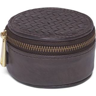 Rund smykkeæske dekoreret med flet / 15732 - Dark brown - Onesize