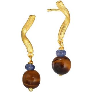 Dulong Vega øreringe med tigerøje, kort - 18 kt. guld