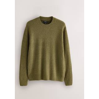 Next Khaki Green Regular Fit Boucle Crew Neck Jumper with Wool