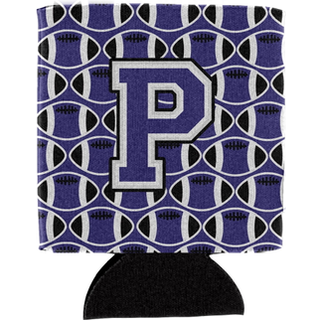 """" Caroline's Treasures CJ1068-PCC Letter P Fodbold Purple and White Can eller flaske Hugger Multicolor """"