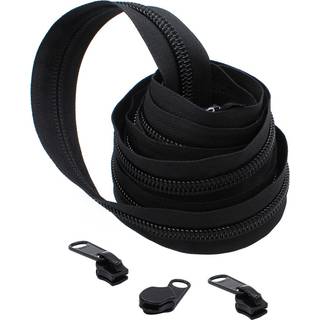 YKK Zipper Chain 3 Yards YKK #10 Nylon Coil Chain Color Black (3 Yards/Pack Plus 3 Long Pull Sliders)