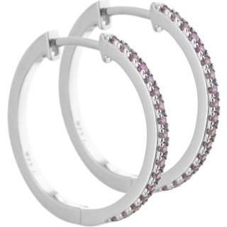 Rie - 20 mm. creoler i sterling sølv med lys lilla zirkonia