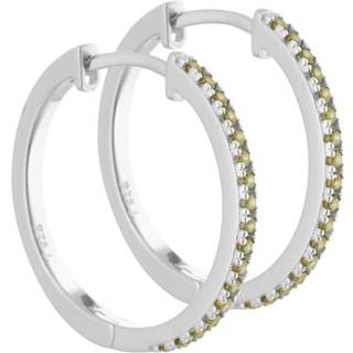 Ronja - 20 mm. creoler i sterling sølv med oliven zirkonia