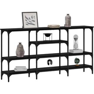 Konsolbord med hylde Sort eg 160 x 29 x 80 cm Konstrueret træ