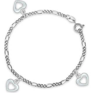 Pia & Per charms børnearmbånd med åbne hjerter i sølv, hvid