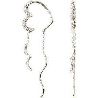 Camille Brinch Wavy Sparkly Heart Earlines Sølv