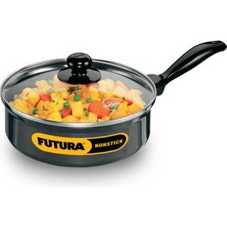 Hawkins Futura Nonstick Curry Pan (Saute Pan) 2 L 20 cm 3,25 mm med glaslock (svart)
