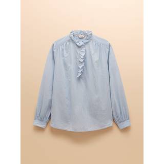 Joules Joules Melanie Blue/White Cotton Ruffle Blouse