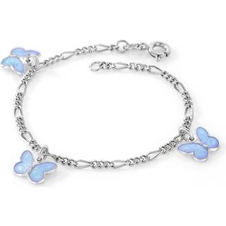 Pia & Per charms børnearmbånd med sommerfugle i sølv, lys blå