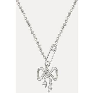 Vivienne Westwood Silver Lilith CZ Bow Pin Necklace - 40cm