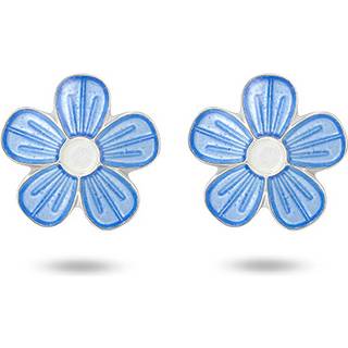 Pia & Per børneørestikker med blomster i sølv, lys blå