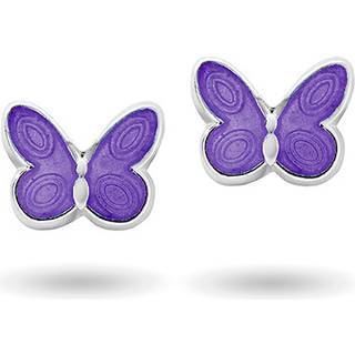 Pia & Per børne sommerfugleørestikker i sølv, lilla
