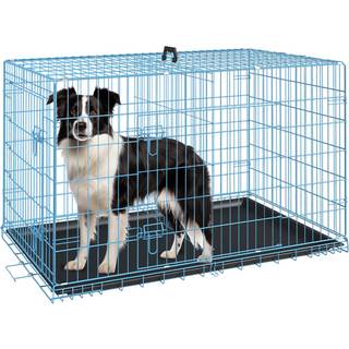 FDW Hundekasse til mellemstore hunde 36 tommer sammenfoldelig metaltrdKledyrsbur Dobbeltdr med skillepanel Indendrs Udendrs Kennel Lkagesik