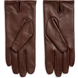Lauren Ralph Lauren Lauren Ralph Lauren Brown Embossed Logo Leather Gloves