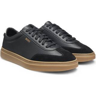 Sneakers i kornet læder med kontrastmærke bagpå