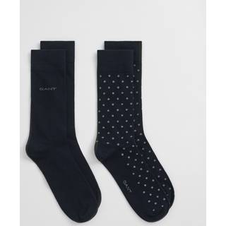 GANT Herre 2-Pack prikkede og ensfarvede sokker (40-42)