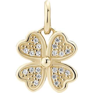 Lund Copenhagen kløver vedhæng i 8 kt guld med cubic zirkonia - 12 mm