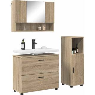 Badeværelsesmøbel sæt 3 pcs Sonoma eg Samlet træ og metal